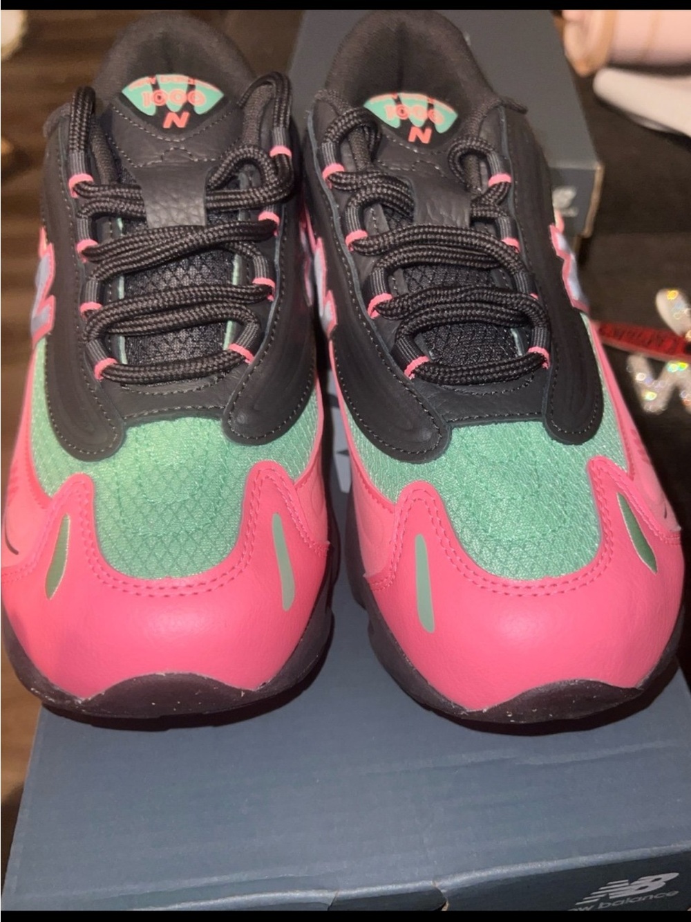 New Balance Women's Pink & Mint Chunky-Soled Sneakers - Picture 4 of 6